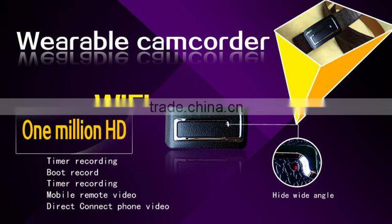 2015 first HD 1080P WIFI leather belt pinhole hidden camera with android and IOS APP,wireless wide angle belt mini camera 32gb
