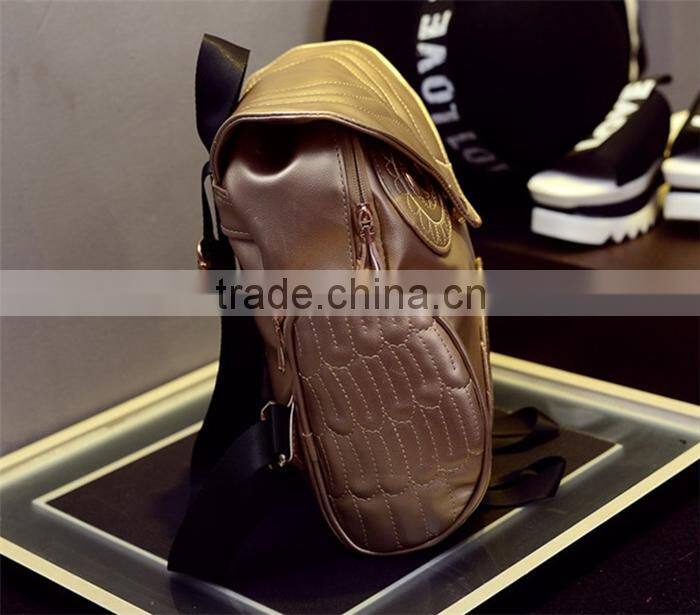 Owl Shape pu leather school backpack high class girls travel school bags