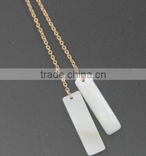 Gold Long Dangle Drop Chain With Rectangle Alloy Stone Earrings