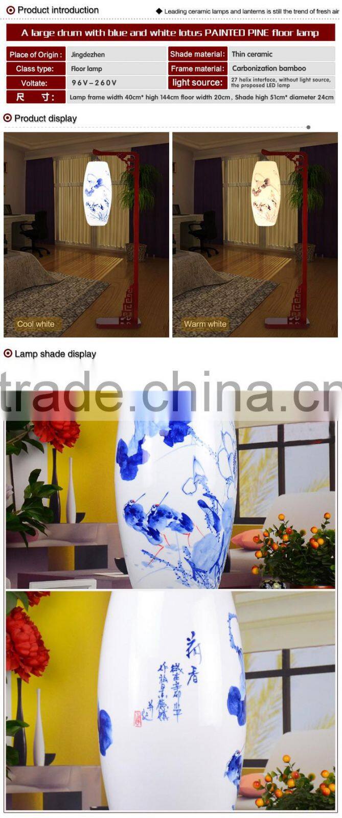 Vintage Floor Standing Lamps Porcelain Bamboo Handmade Jingdezhen Ceramic Lamp For Living Room Hotel Villa Luxurious Lights