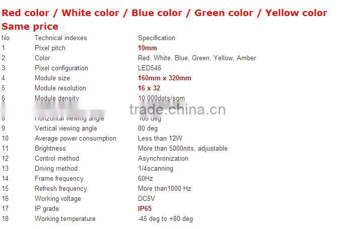 Hot Sale Single Color P10 Outdoor LED Display Screen/P10 Outdoor Single Color LED Module, LED Panel, LED Board/P10 Single Color