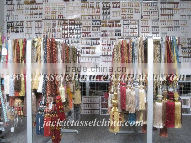 Colorful polyester twisted curtain pull rope & cord in tassel fringe, QX CR002