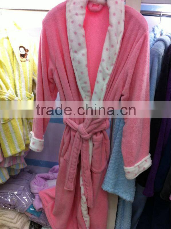 Sexy Pink Coral fleece bathrobe for women