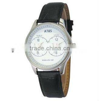 two time zone leather watches from China