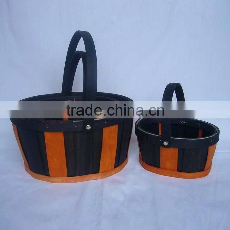 Handwoven wooden christmas decorative basket with handle