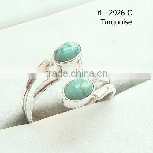 .925 Sterling Silver Tibetan Turquoise Finger Ring