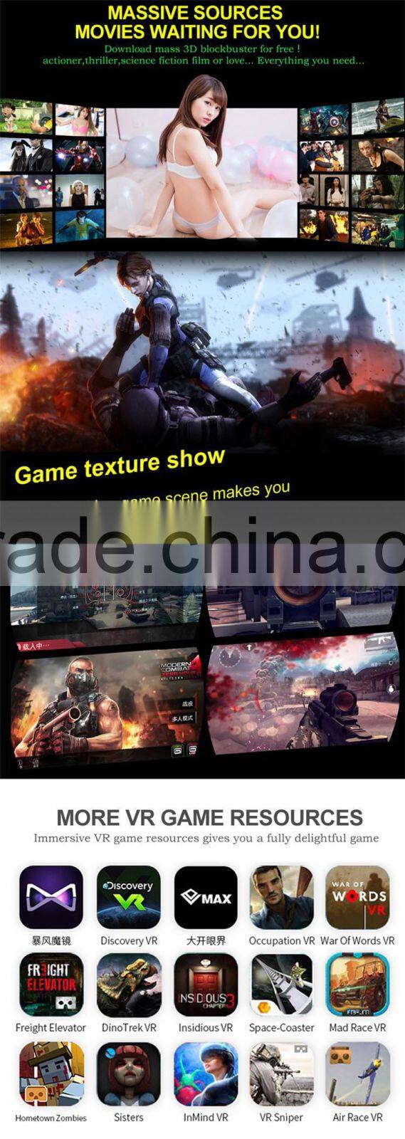 VR Case 5th Plus Vr Glasses Virtual Reality 3D Glasses with Game controller 3D Video Headset Good Lens custom vr Big FOV