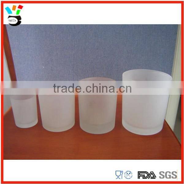 Different Size Available Custom Made Frosted Glass Candle Holder Cup, Candle Container