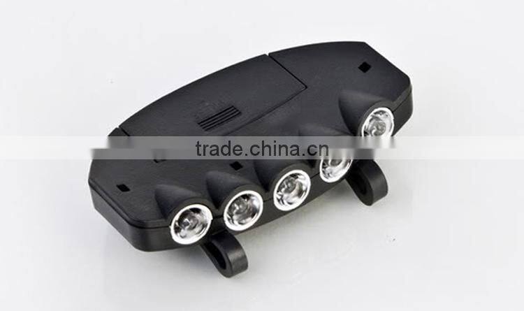 5LEDs Plastic Cap Hat Light 2*CR2032 Battery Powered LED Fishing Light Hat Light Sale Black LED Headlamp for fishing