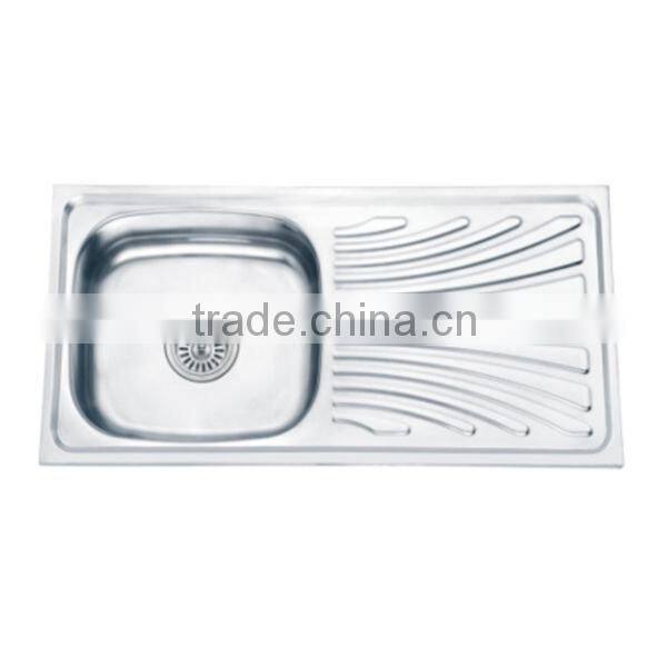 Above counter Stainless Steel Single Bowl Sink with drainer board