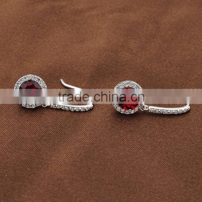 Jewelry Fashion Crystal Drop Ruby Earrings