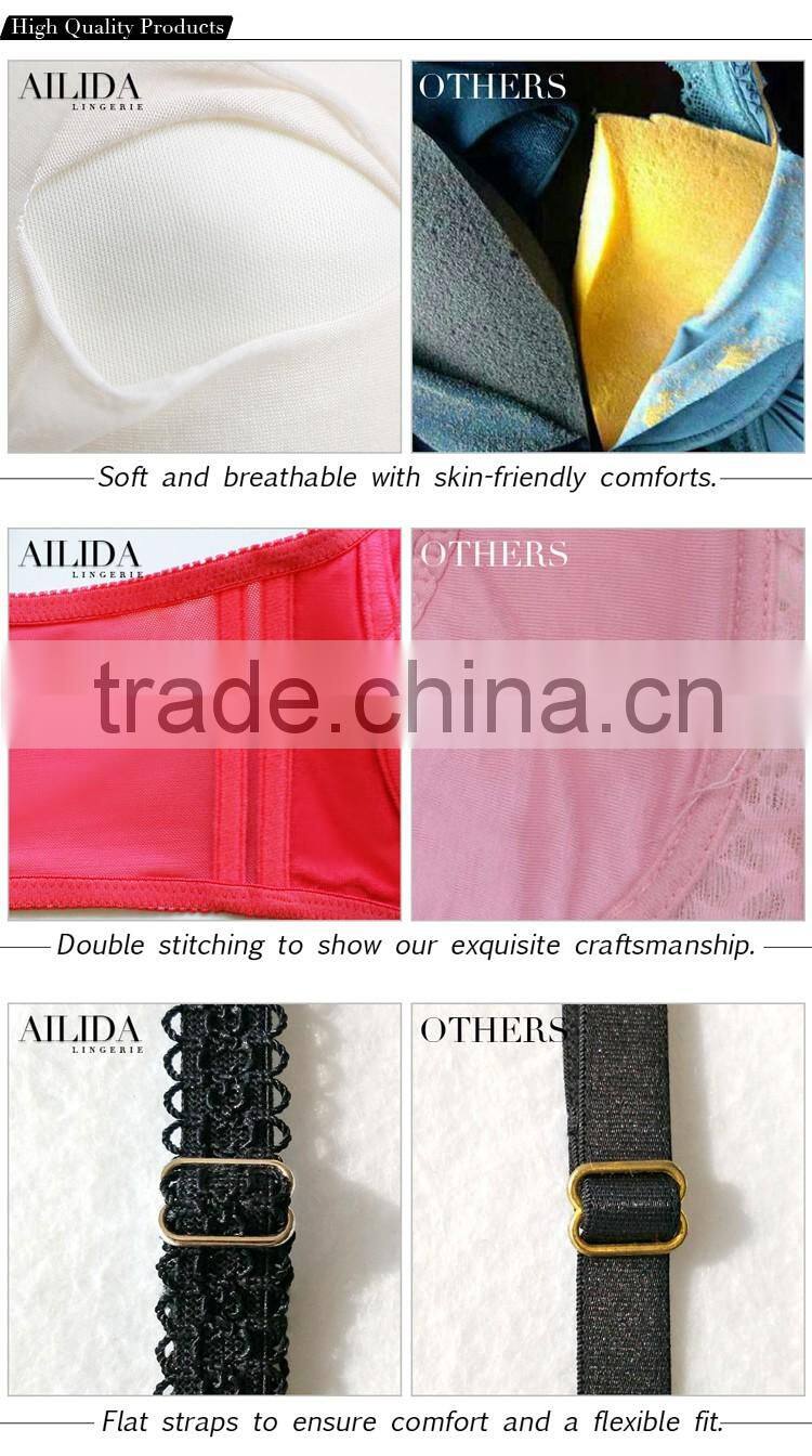 Black Ruffled Low Price Pretty Pattern Push Up Girl Sexy Bra