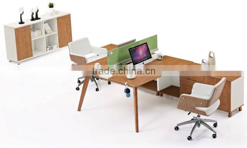 2016Comtemporary office furnitures L sharp staff table office desk for two people made in Foshan