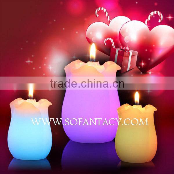 colour changing led wax candle light for wedding events,real wax candle