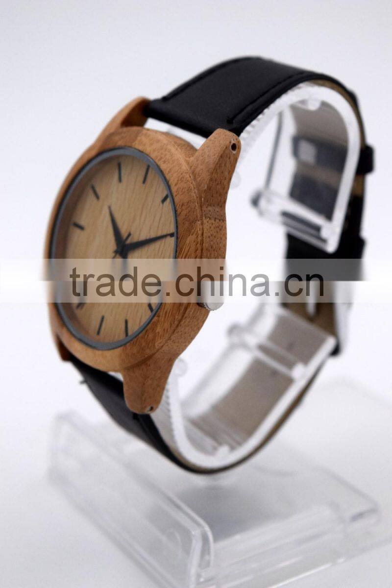 2016 High quality natural bamboo retro round dial wood watch