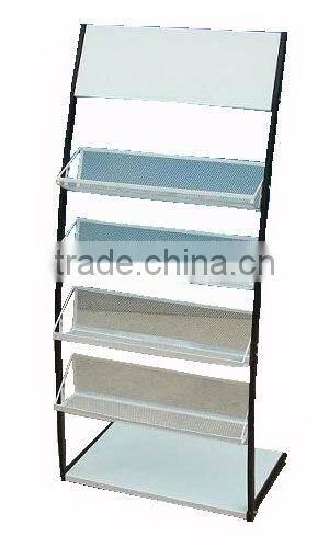 metal white wire portable magazine newspaper bruchure catalogue display stands HSX-2020