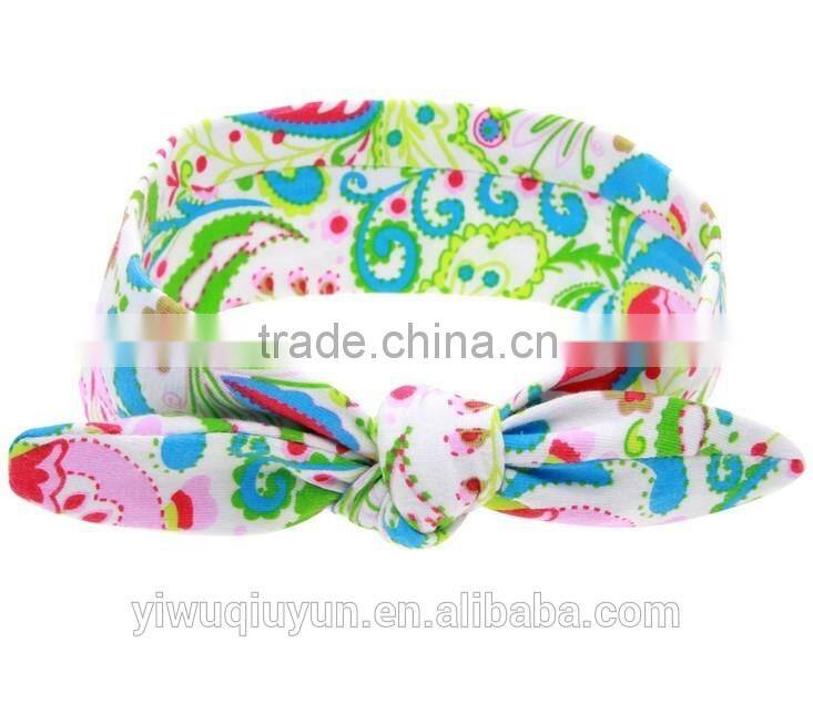 Baby Bohemia Elastic Stamp Bow Hairband Print Flower Bowknot Headband Turban Rabbit Knot Headdress Hair Accessories