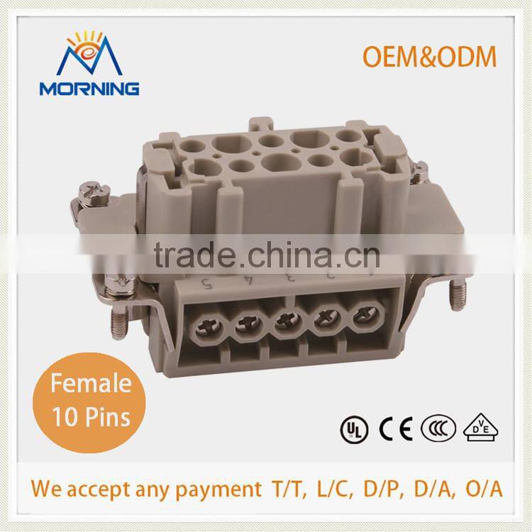 HE-010-M, Industrial Copper Alloy Material Industrial 10 Pins multi pin power connector, Male Screw Terminal