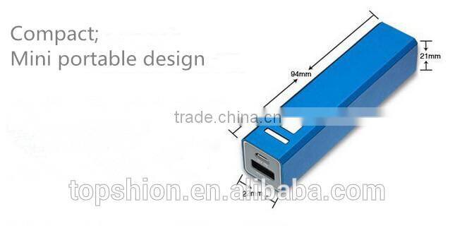 Aluminum metal power bank 2600mah external battery power charger, mini universal power bank 2600mah with micro usb cable