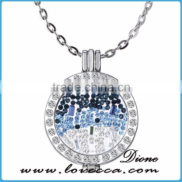 Alloy Necklace Locket, Coin Gold Necklace,Charm Crystal Necklace Women