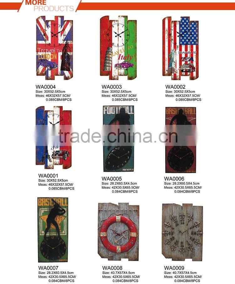 Designs time clock split Joint Wood American National Flag Wall Clock