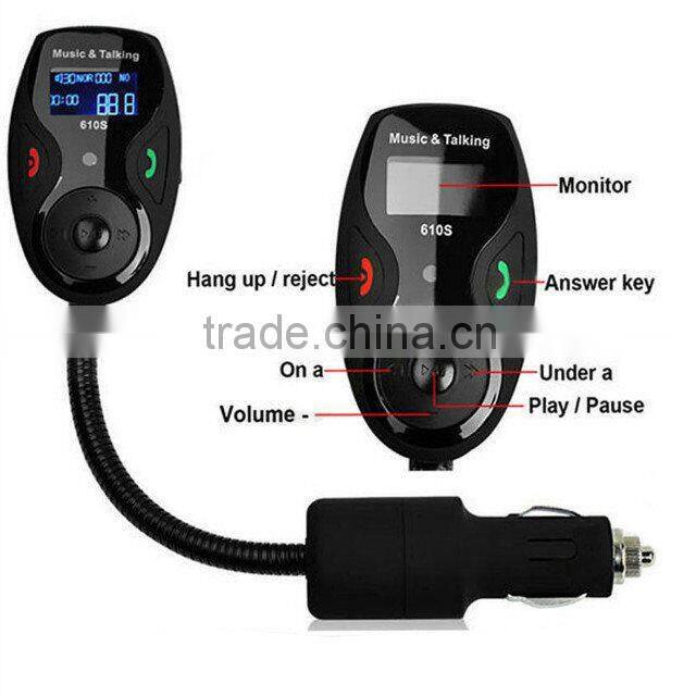Hot sales! New Universal High Quality Wireless Bluetooth Handsfree Car Kit Fm Transmitter Modulator Car Mp3 Player with Mic