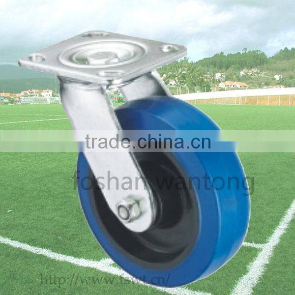 4 Inch Blue Bracket Industrial Swivel Rubber Caster Wheel