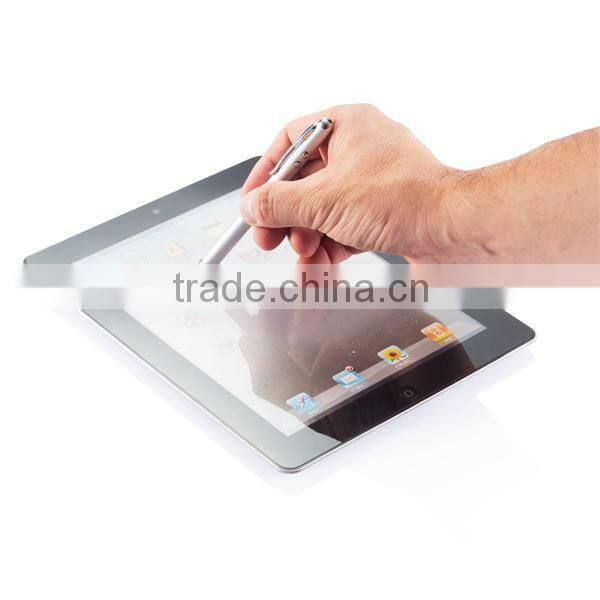 4in1 pen soft stylus touch pen ball pen with LED light and laser for iPhone/iPad