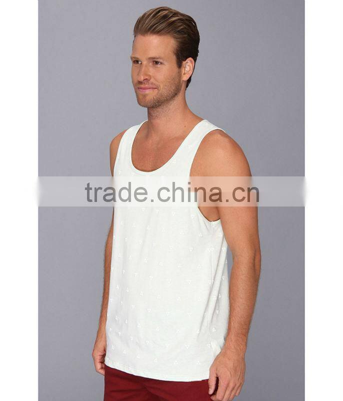 comfortable cotton fabric mens all over print tank top in bulk
