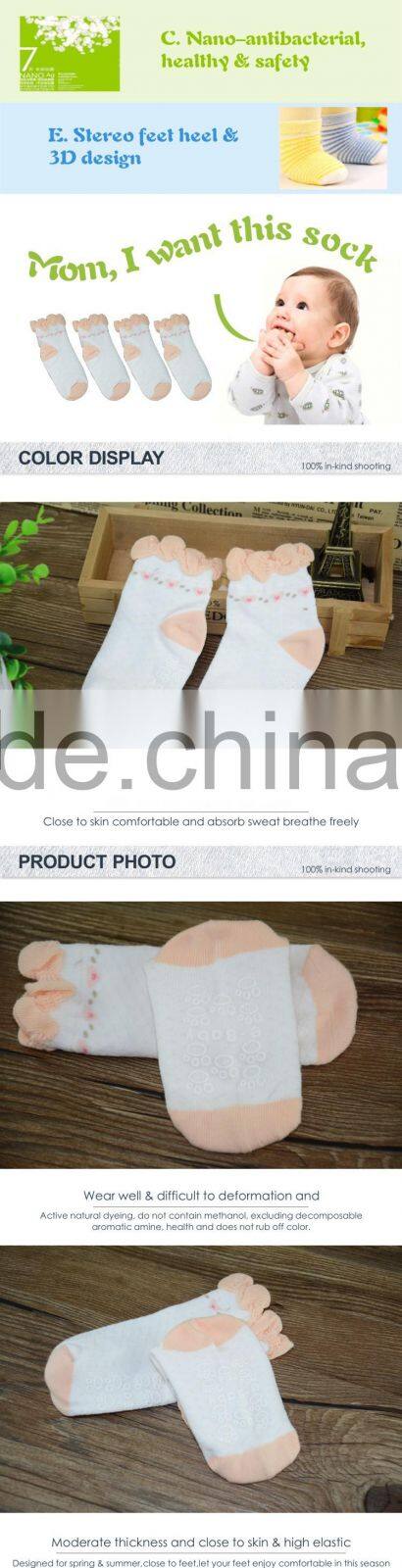 2015 Wholesale hot sale fashionable baby socks with rubber