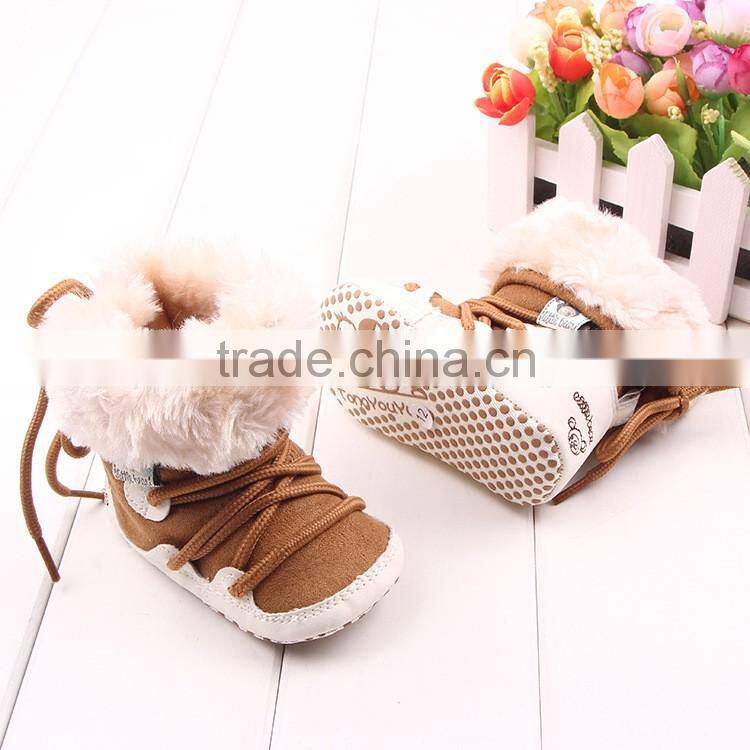 Coralon leather toddler shoe baby shoe prewalker with fuzzy ball baby shoes boots