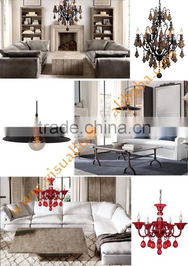 Classic Leave Chandelier Lamp IC4061-6WH Antique Furniture Ceiling Lighting Chandelier Light