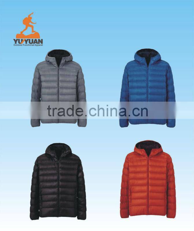 Slim fit style mens winter down coat jacket with hood