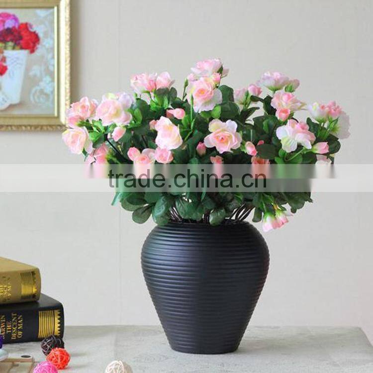 Wholesale decorative plastic flower pots,description rose flower,artificial flowers imported from china(AM-881344-4)