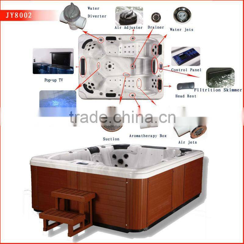 CE Approval garden outdoor spa pool with pop-up TV massage hot tub