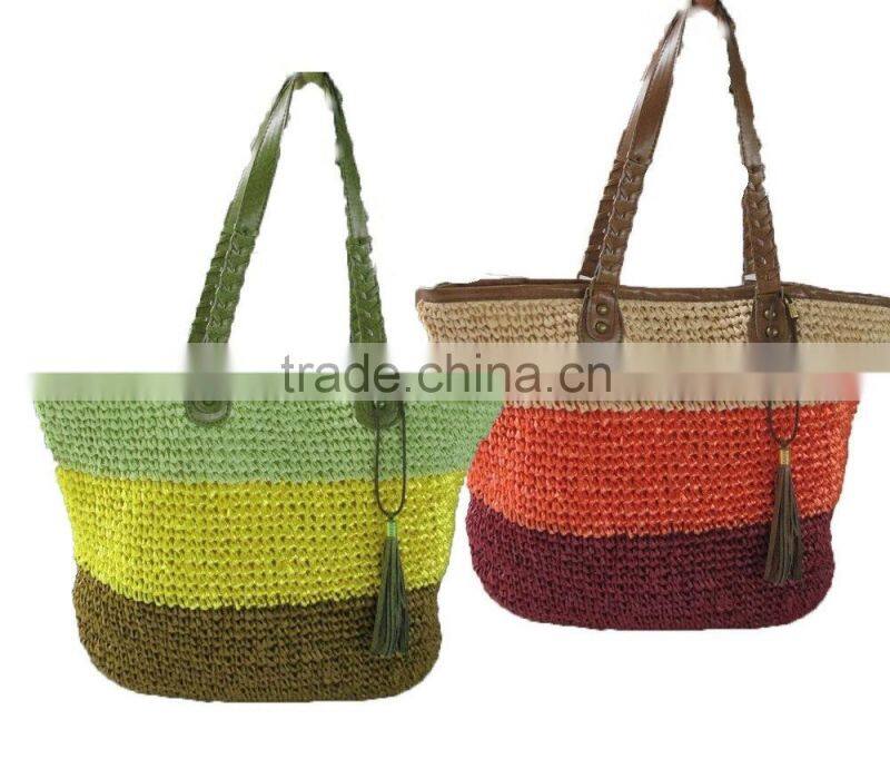 Women Straw Handbags Crocheted In Paper Straw