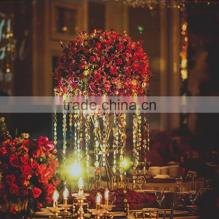 LDJ560 artificial flower gold plated flower stands for tables