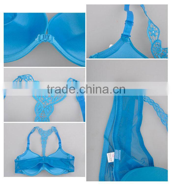 Hot Women Girls New Sexy Front Closure Lace Racer Back Push Up Bra Factory Wholesale