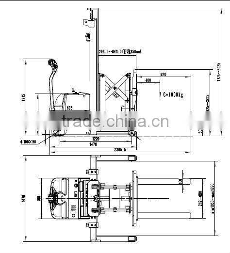 1ton 2.5meter fork reach stacker VH- WSX with straddle legs for factory