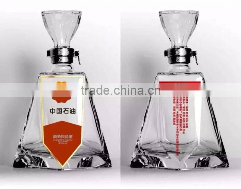 700ml Premium Fancy Glass Tequila Bottle, Custom Crystal Clear Wine Bottle Chinese Manufacture