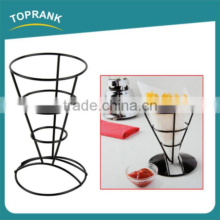 Metal food cone holder wire french fry holder with condiment stand
