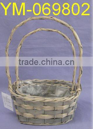 Rectangular Willow Garden Basket With Ears.