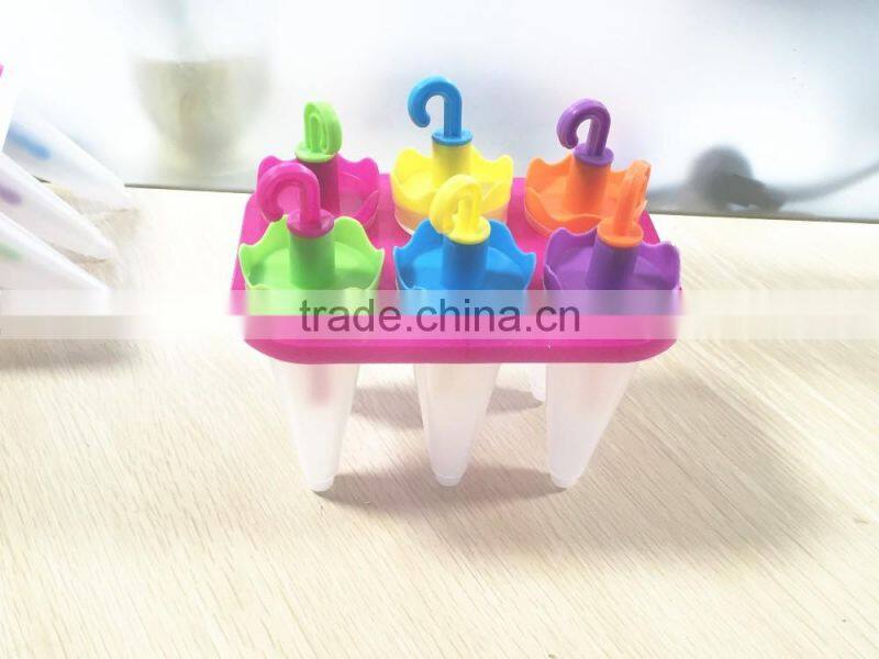 BPA FREE 100%6 terms Plastic Ice Popsicle Mold/Umbrella shap plastic ice cream mold