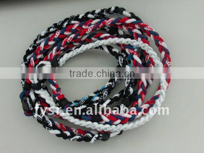 new products 3 ropes weave titanium nylon sports necklaces for kids