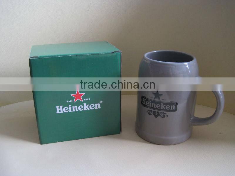 2015 Wholesale Logo Printed Ceramic Beer Mug