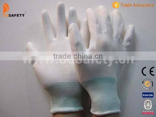 DDSAFETY Cheapest Hot Selling White PU Glove Safety Glove Working Glove