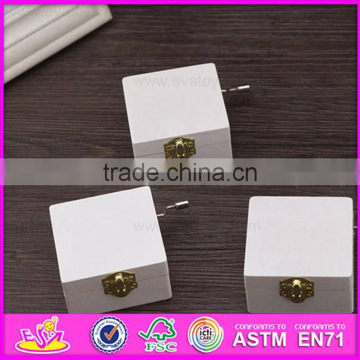 handmade hand crank cartoon wooden metal music box W07B032-S