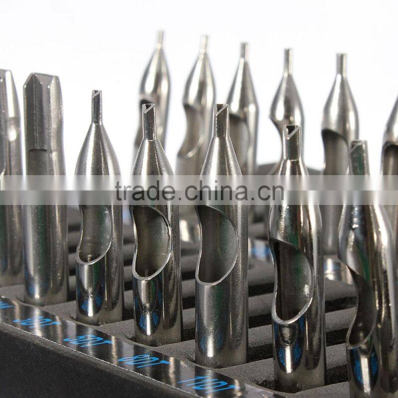 22pcs Pro Tattoo Supply Stainless Steel Tip Kit Machine Gun Grip Set Nozzle