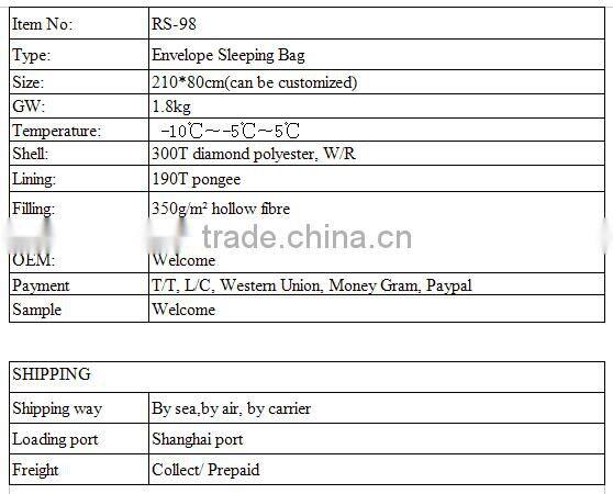 Humanized Design Sleeping Bag in Outdoor& Indoor