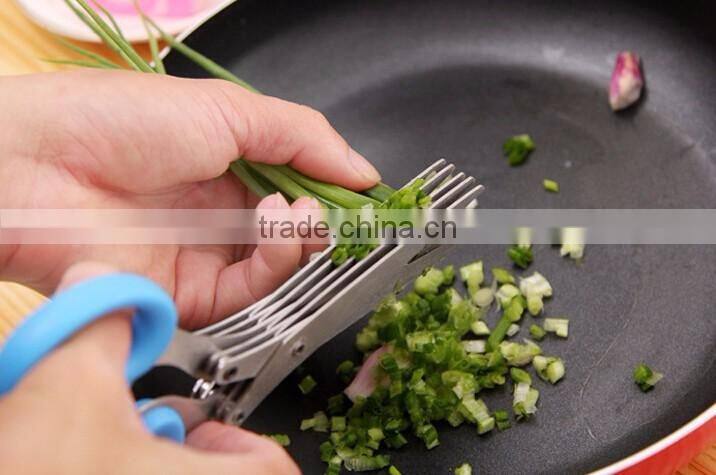 FDA ceritfication Stainless Steel Chopped Green Onion 5 Blade Scissors